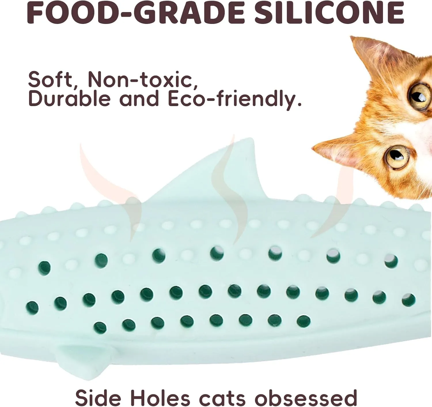 Cat Teething Toys, Fun Fish Toy No Catnip Included, Durable Silicone Chew & Treat Dispenser, Dental Care & Boredom Reliever for Kittens & Adult Cats(1 PCS), Pink
