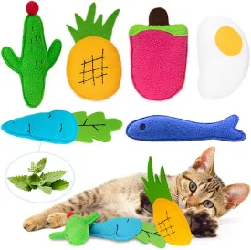 Catnip Toys for Indoor Cats, 6 Pack Cat Chew Toys Plush Interactive Cat Kicker Toy for Indoor Kitten Exercise for All Breeds