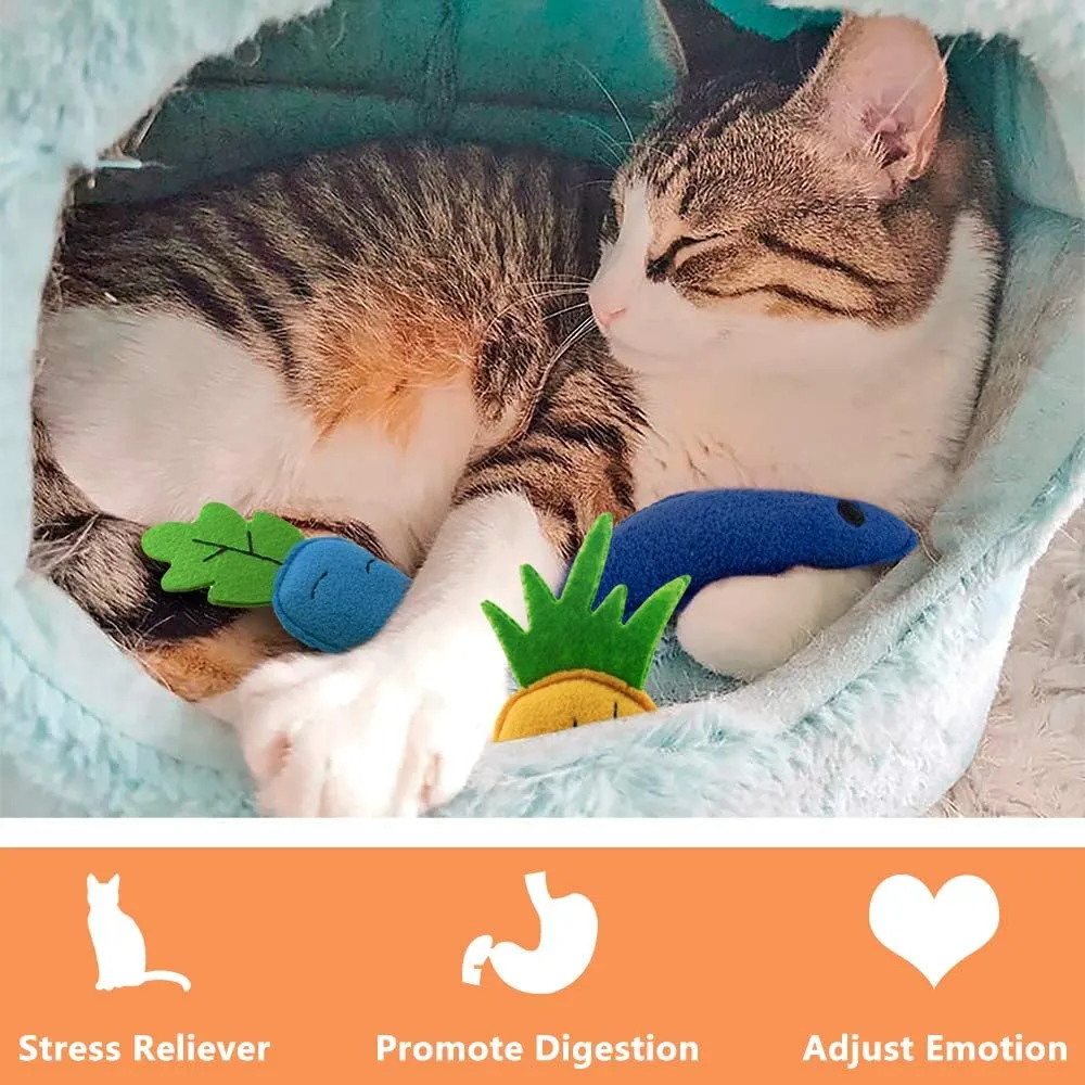 Catnip Toys for Indoor Cats, 6 Pack Cat Chew Toys Plush Interactive Cat Kicker Toy for Indoor Kitten Exercise for All Breeds