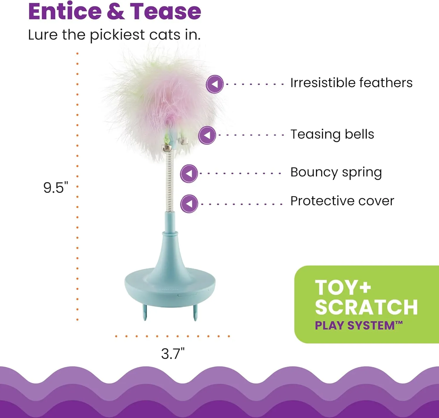Catstages Feather Spring Scratch Toy Cat Scratcher Topper, Blue