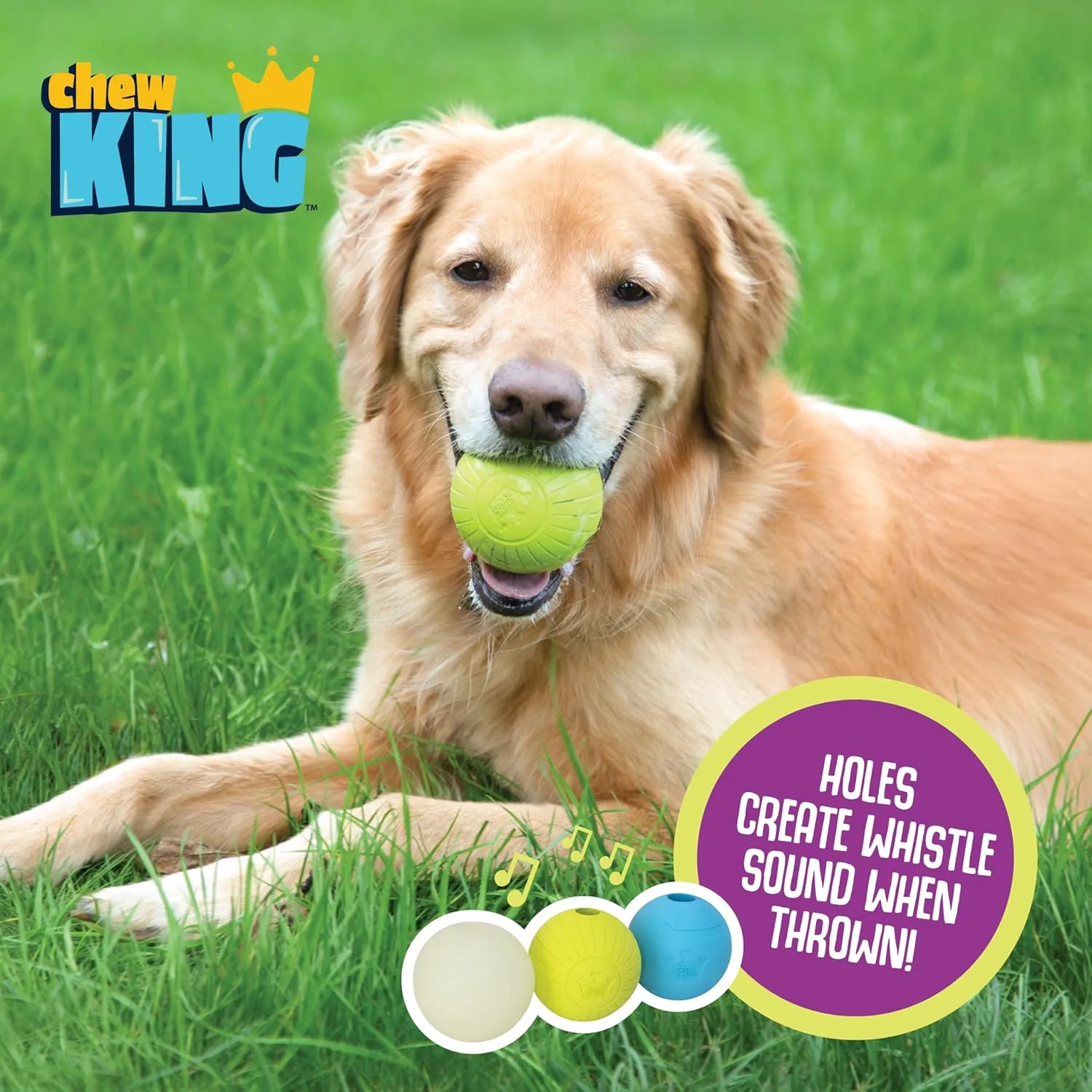 Chew King Glowing Fetch Ball, Dog Ball Toys, 2.5" Combo