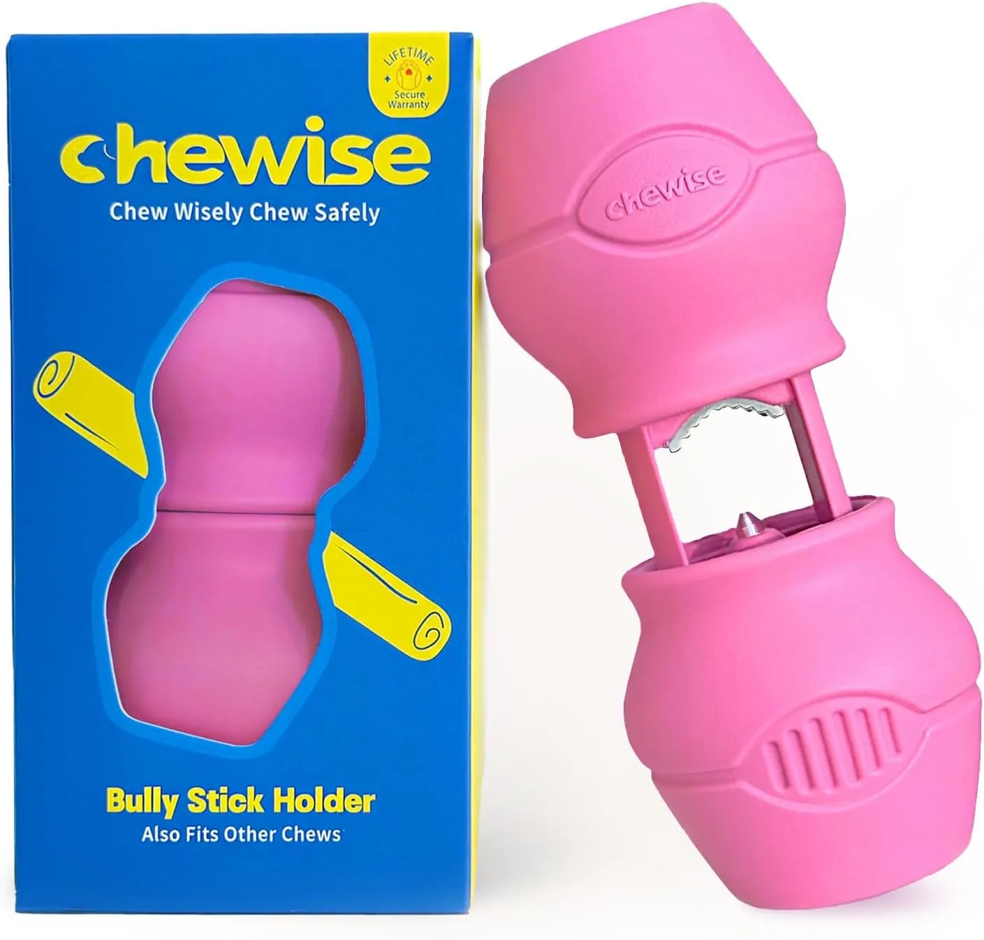 Chewise Bully Stick Holder, Improved Bully Sticks Holder, Ultimate Secure Heavy Duty, BPA-Free Safety Device to Prevent Choking, Fits Various Bully Sticks and Dog Sizes