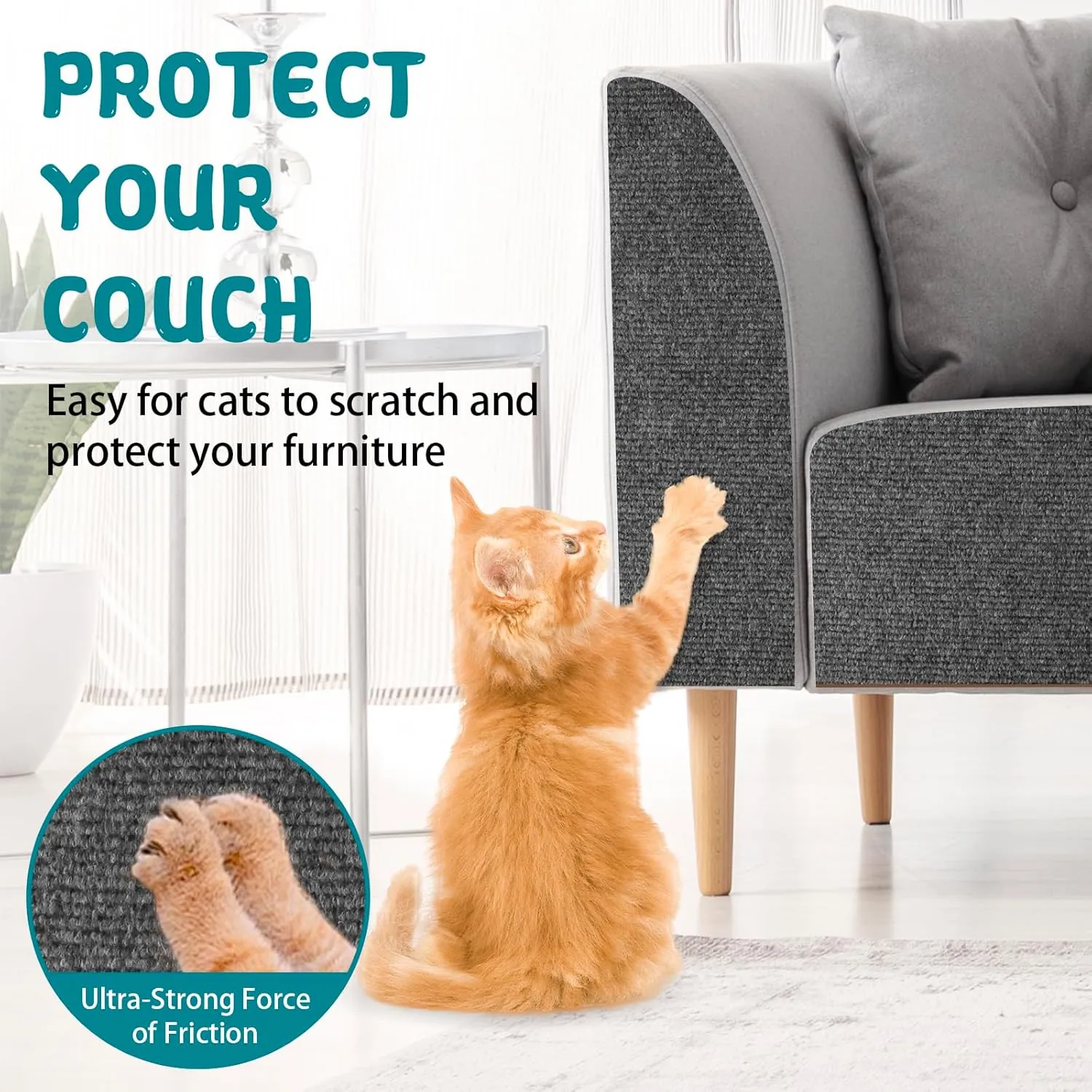 Climbing Cat Scratcher Mat Trimmable Cat Scratching Post Carpet 78.7'' x15.8'' Self Adhesive Carpet Mat Pad Replacement for Cat Tree Shelves Post Couch Wall Furniture Steps DIY Protector (Dark Gray)