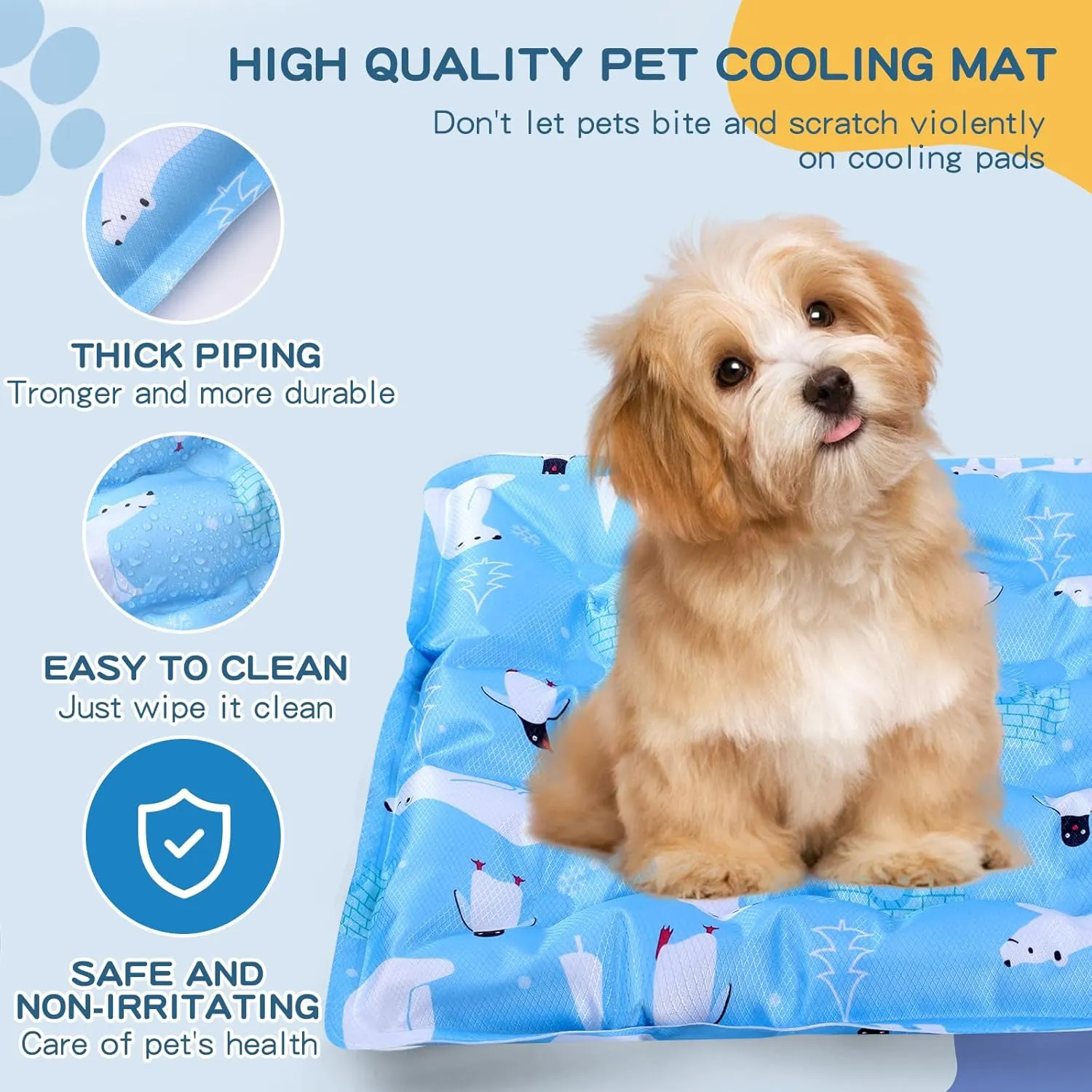 Cooling Mat for Cats and Dogs 15.7 X 19.7 Inch, Pet Cooling Mats, Water Injection Puppy Cooling Mat for Summer, Easy Washable Cooling Pad for Dog, Keep Your Furry Friends Cool Indoor & Outdoor