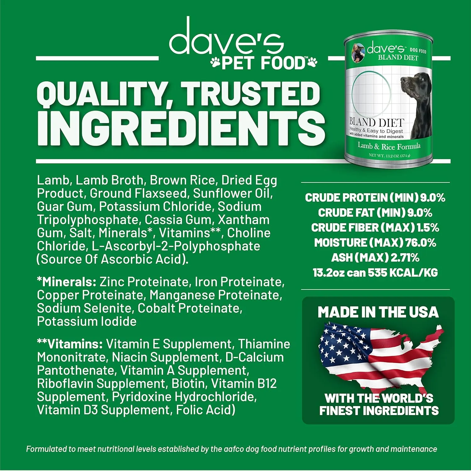 Dave's Pet Food Bland Dog Food (Lamb & Rice), Canned Wet Dog Food for Sensitive Stomachs, Gluten-Free, Digestive Care, 13.2 oz (Case of 12)