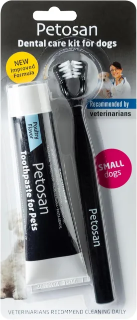 Dental Kit for Dogs with Toothbrush, Toothpaste and Microfiber Cleaner, for Small Dogs Up to 14 lbs