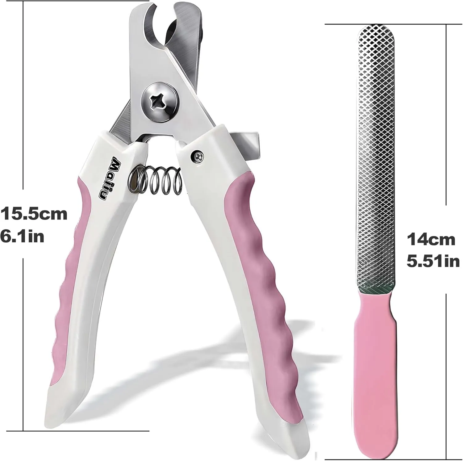 Dog & Cat Nail Clippers, Pet Nail Clipper and Trimmer with Safety Guard to Prevent Over Cutting, Grooming Razor Sharp Blades with Nail File for Small, Medium, Large Breeds(L Set, Pink)