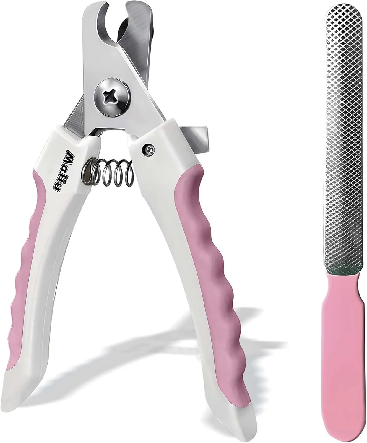 Dog & Cat Nail Clippers, Pet Nail Clipper and Trimmer with Safety Guard to Prevent Over Cutting, Grooming Razor Sharp Blades with Nail File for Small, Medium, Large Breeds(L Set, Pink)