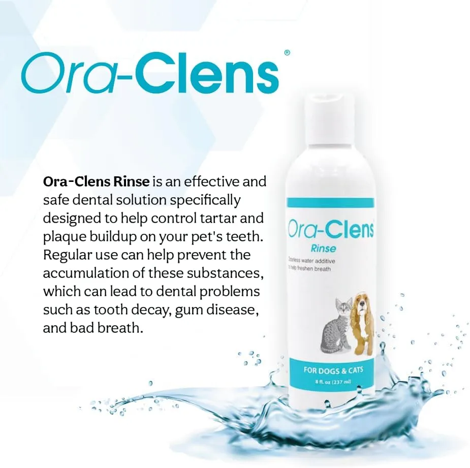 Dog & Cat Oral Hygiene Rinse Effectively Reduces Plaque, freshens Breath, and eliminates Bad Breath and Dental Plaque at The Source (8 fl oz)
