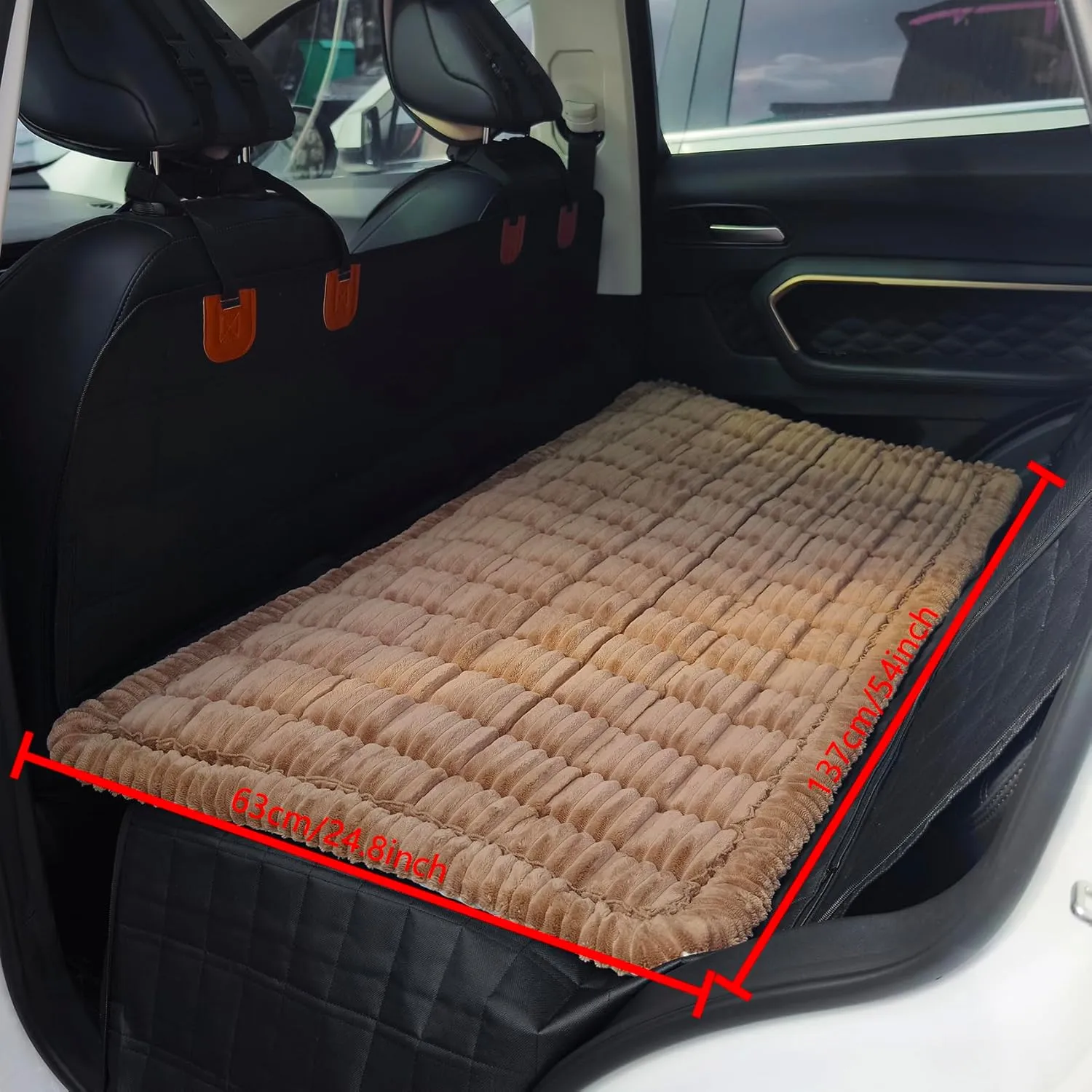 Dog Bed for Car, Backseat Pet Bed Mat, Dog Seat Cover for Car Back Seat, Non-Slip Travel Pet Mat, Fit for Backseat Extenders and Seat Covers (Darkcoffee, 24.8x54inch)