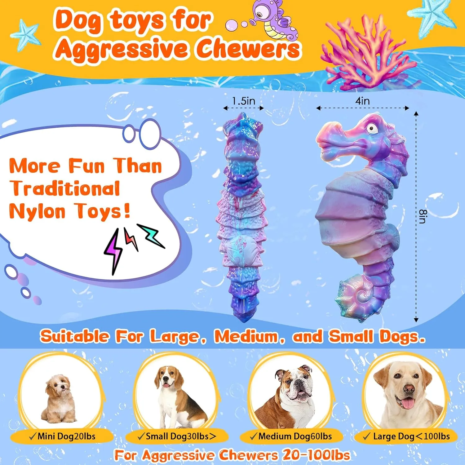 Dog Chew Toys for Aggressive Chewers: Squeaky Dog Chew Toys for Large Dogs-Tough Interactive Toys for All Breeds-Rubber Belly- ChewToys with Fun Squeaky Sound for Boredom