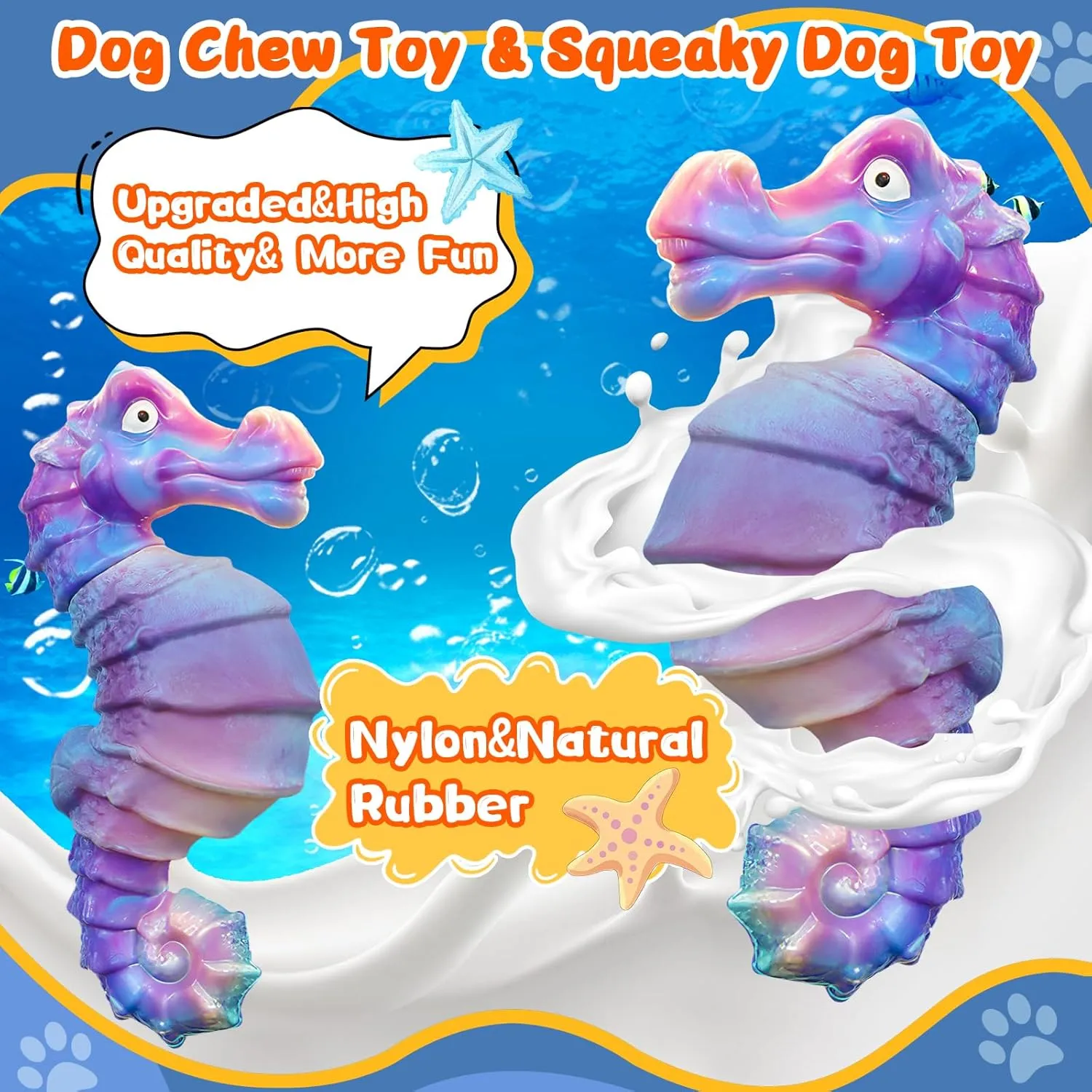 Dog Chew Toys for Aggressive Chewers: Squeaky Dog Chew Toys for Large Dogs-Tough Interactive Toys for All Breeds-Rubber Belly- ChewToys with Fun Squeaky Sound for Boredom