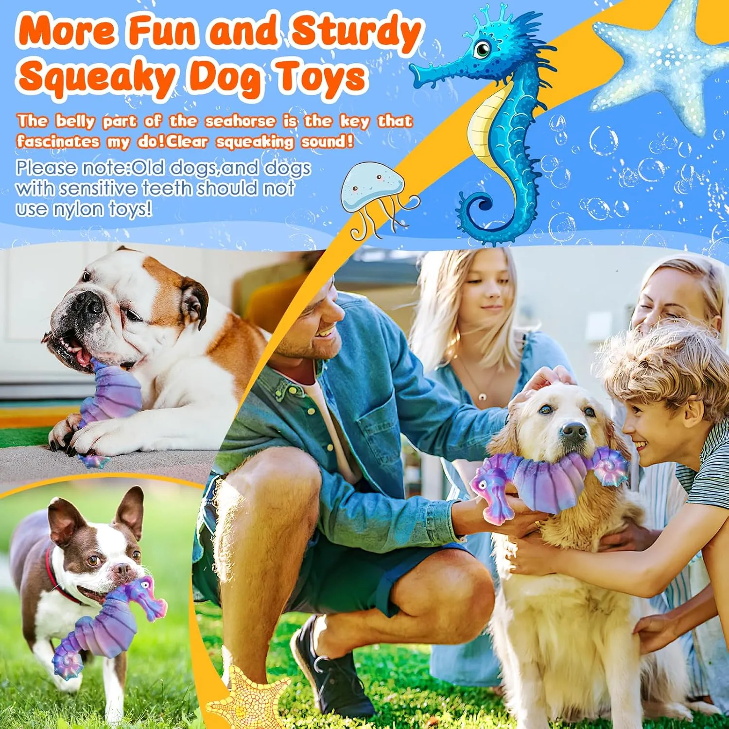 Dog Chew Toys for Aggressive Chewers: Squeaky Dog Chew Toys for Large Dogs-Tough Interactive Toys for All Breeds-Rubber Belly- ChewToys with Fun Squeaky Sound for Boredom