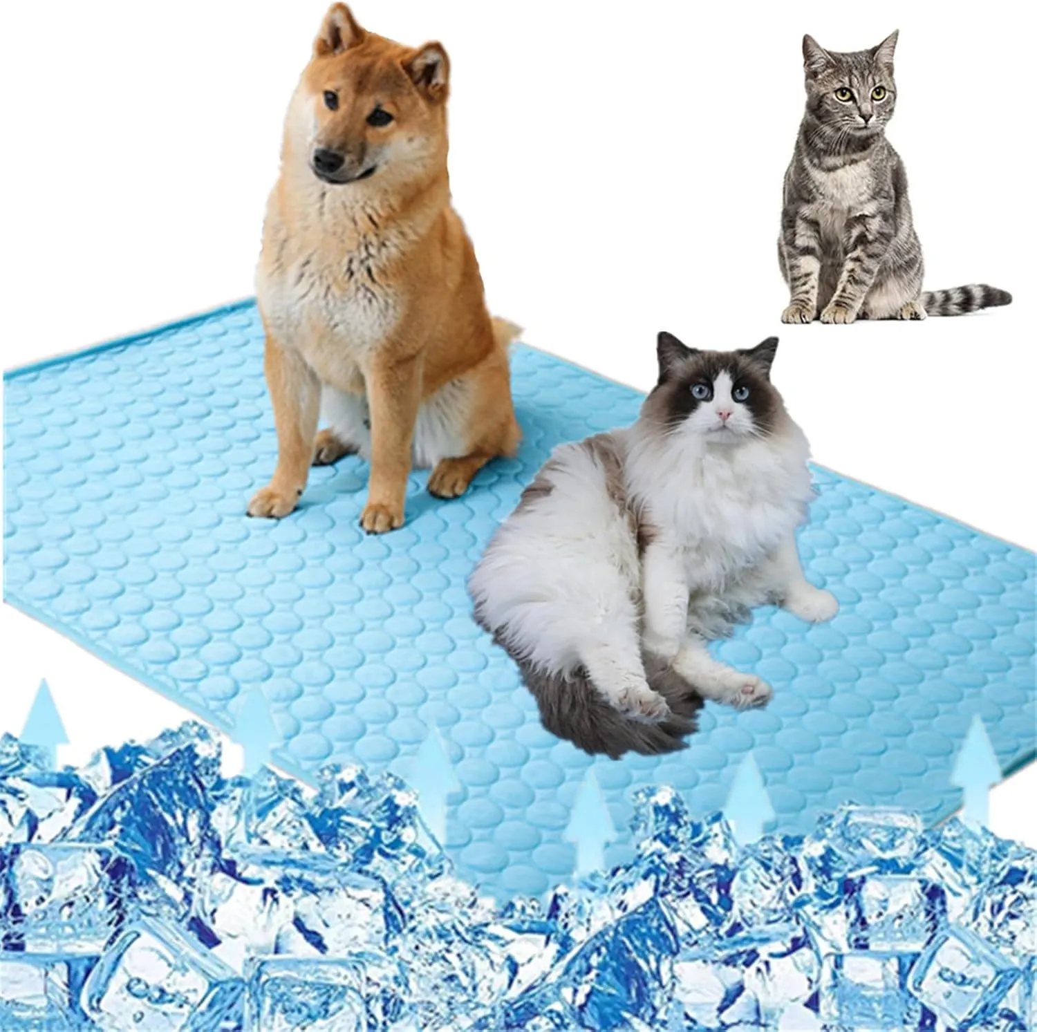 Dog Cooling Mat 40 x 28inch,XL Breathable Washable Summer Pet Cooling Pad Extra Large Dog Cat Self Cooling Pad for Outdoor or Home Use Kennerl, Crates and Beds No Water or Electricity Needed(Blue)