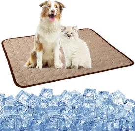 Dog Cooling Mat Cooling Pad for Dog, Washable Cooling Blanket Cushion for Kennel Sofa Bed Floor Car Seats,Travel Summer Dog Pad Made of Ice Silk (L&XL&3XL,Grey&Blue&Coffe)