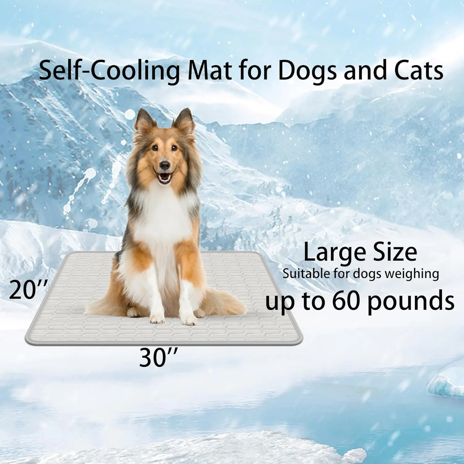 Dog Cooling Mat Dogs Crate Mat 30" x 20" Large Pad for Dogs Sleeping Mats for Dog and Cat Durable Self Cooling Pet Blanket Outdoor Indoor Non-Slip Cooling Dog Mats (Gray)
