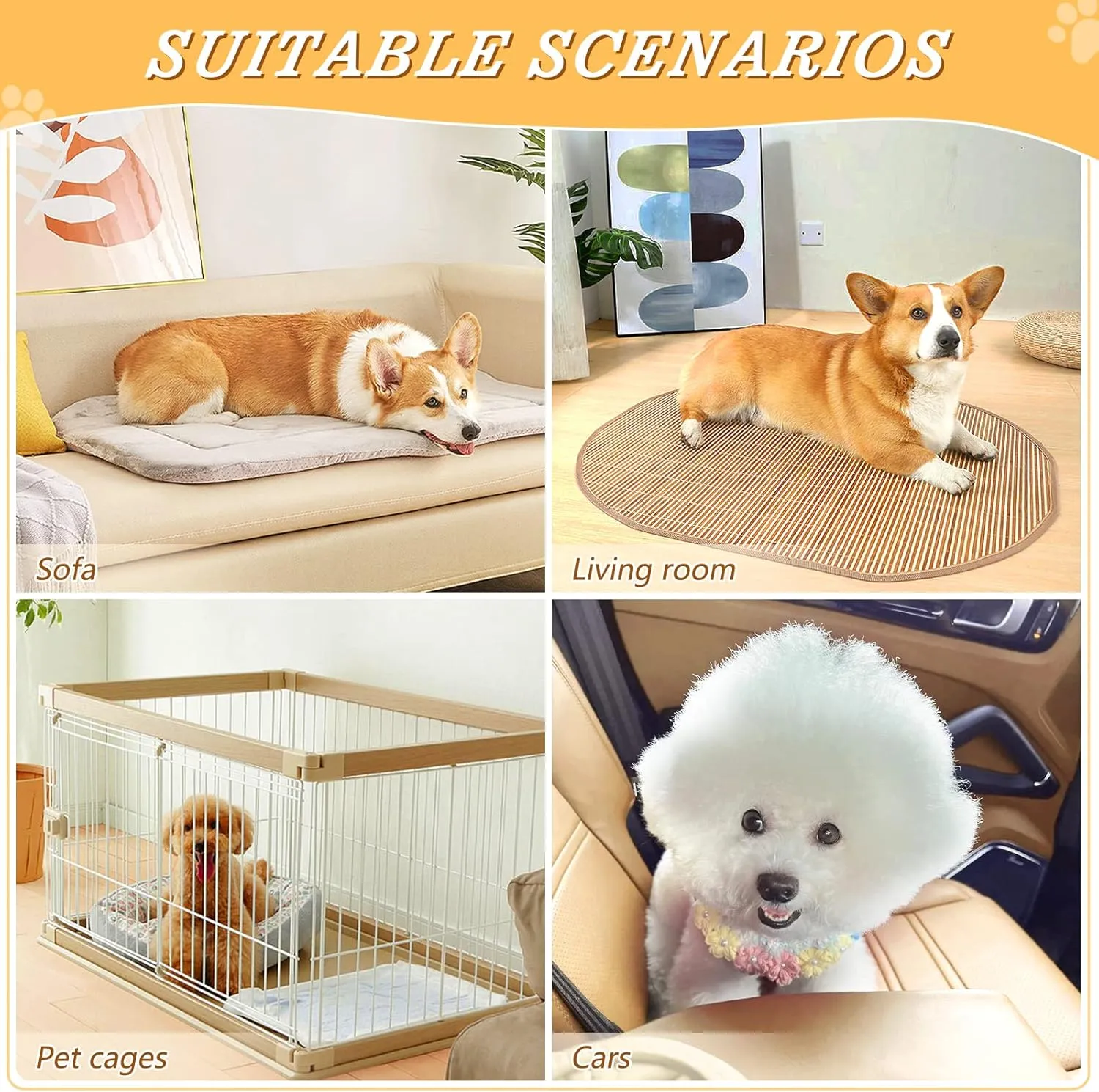 Dog Cooling Mat Ice-Cold Pad for Cat Small Pet Summer Sleeping Mat Cute Travel Cooling Fiber Cool Down Breathable Comfortable Folding Storage Star