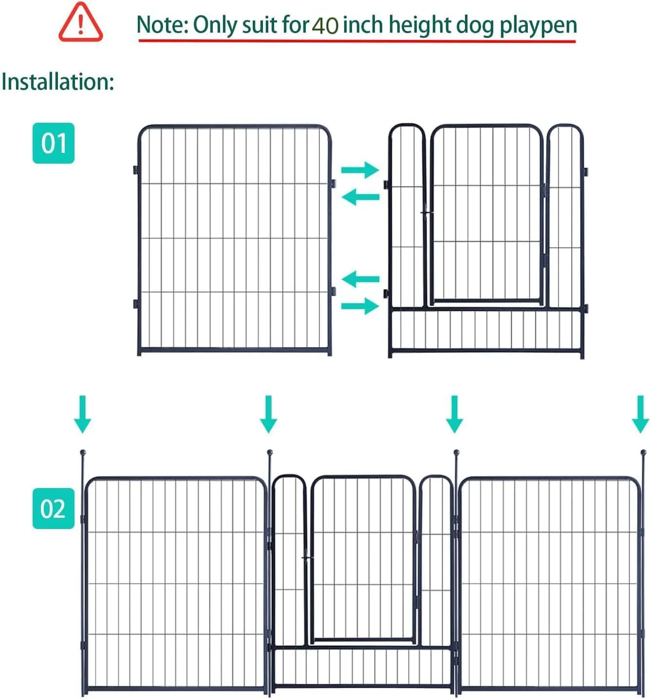 Dog Playpen Stakes, Accessories Replacing The Metal Posts of Pet Enclosures for Indoor Outdoor RV Puppy Medium Dogs Play Pens (40 inch, 8)