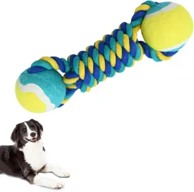 Dog Rope Toy, Dogs Toy with Tennis Balls for Aggressive Chewers - Interactive Pet Tug Rope Ball for Training & Promoting Relationship, Pets Chew Toy for Small, Medium, Large Dogs (Yellow)