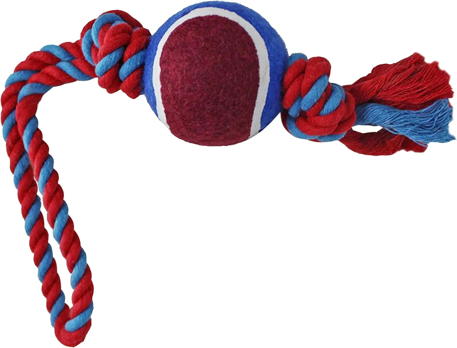 Dog Rope Toy with Tennis Ball, Nylon Ropes with Balls, Fun Tug of War Toys for Dogs, Tough Pet Toy for Aggressive Chewers, Eskimo, Terrier, Beagle and More (1 Rope Dog Toy Red Ball FBA)