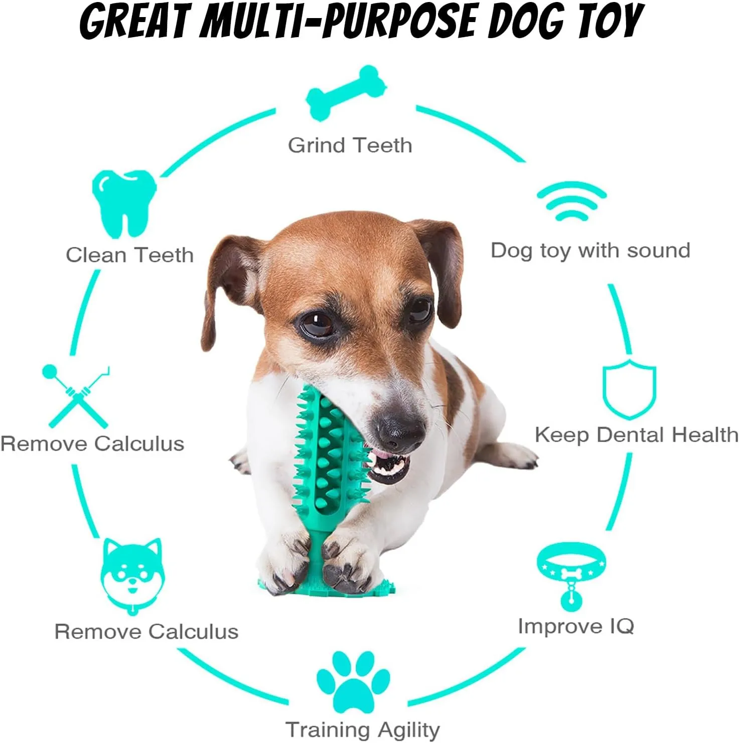 Dog Toys for Aggressive Chewers, Puppy Teething Toys, Indestructible Dog Toy, Dental Chews for Dogs, Squeaky Dog Toys, Tough Dog Toys for Medium Dogs (Blue)