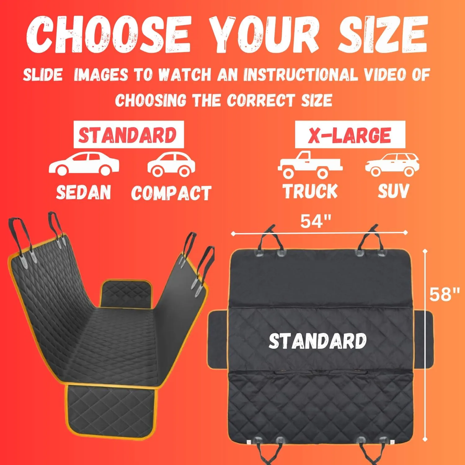 Doggie World Dog Car Seat Cover for Back Seat for Cars & SUVs - Durable Pet Car Seat Cover Backseat Protector, Nonslip Dog Hammock for Car, Waterproof Scratchproof Rear Seat Cover Against Dirt, Fur
