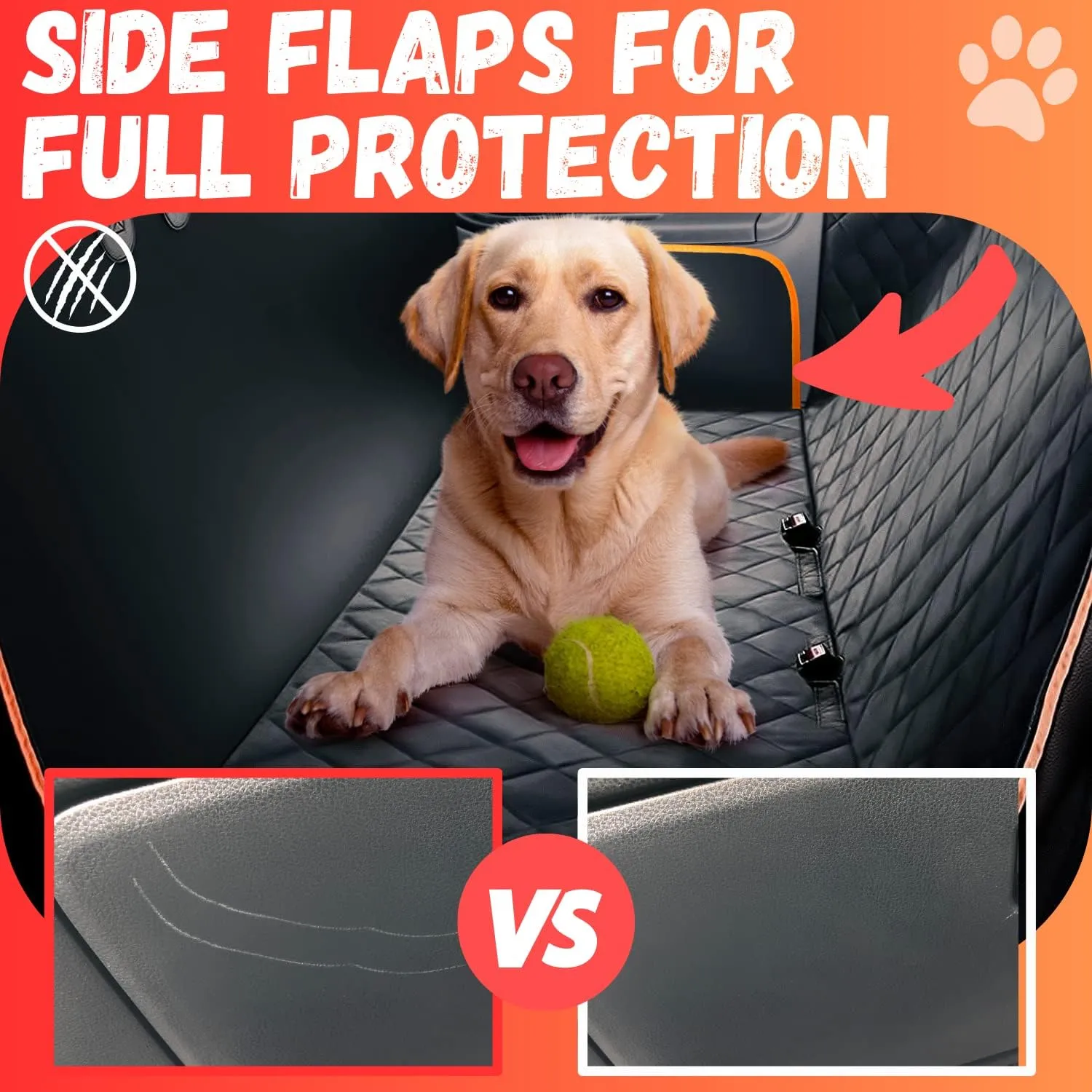 Doggie World Dog Car Seat Cover for Back Seat for Cars & SUVs - Durable Pet Car Seat Cover Backseat Protector, Nonslip Dog Hammock for Car, Waterproof Scratchproof Rear Seat Cover Against Dirt, Fur
