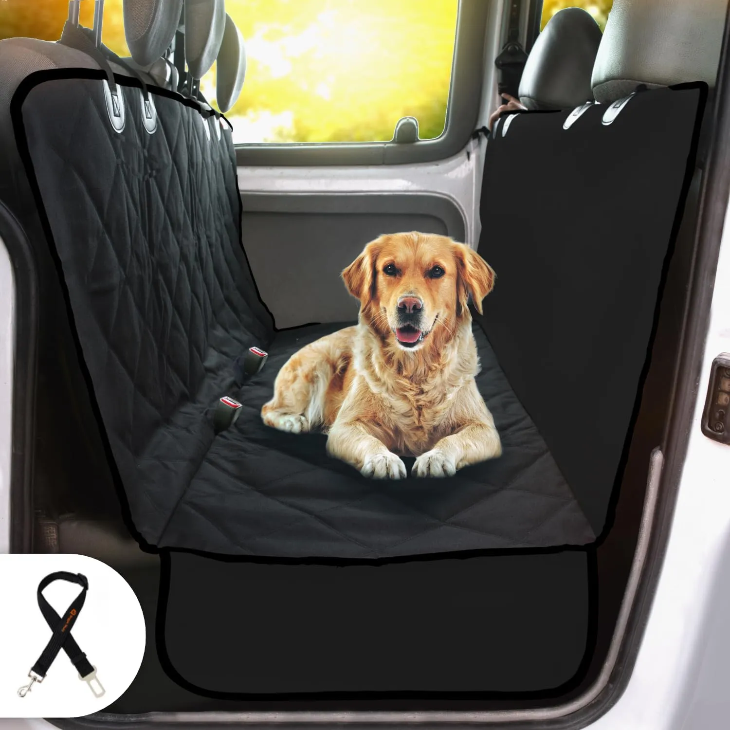Doggie World Dog Car Seat Cover for Back Seat for Cars & SUVs - Durable Pet Car Seat Cover Backseat Protector, Nonslip Dog Hammock for Car, Waterproof Scratchproof Rear Seat Cover Against Dirt, Fur