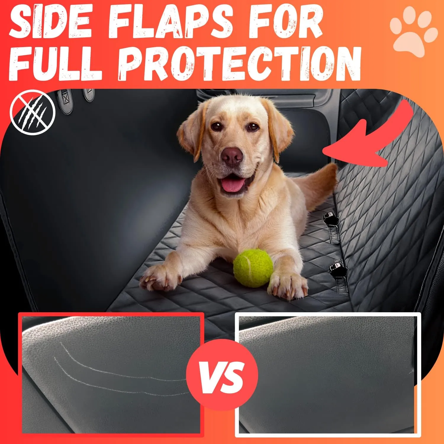 Doggie World Dog Car Seat Cover for Back Seat for Cars & SUVs - Durable Pet Car Seat Cover Backseat Protector, Nonslip Dog Hammock for Car, Waterproof Scratchproof Rear Seat Cover Against Dirt, Fur