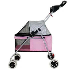 Double Dog Stroller Pet Travel Stroller Dog Pram Travel Vet Stroller Disabled Dog Pushchair 2 Front Swivel Wheels & Rear Brake 360 Rotation Front Wheel Max