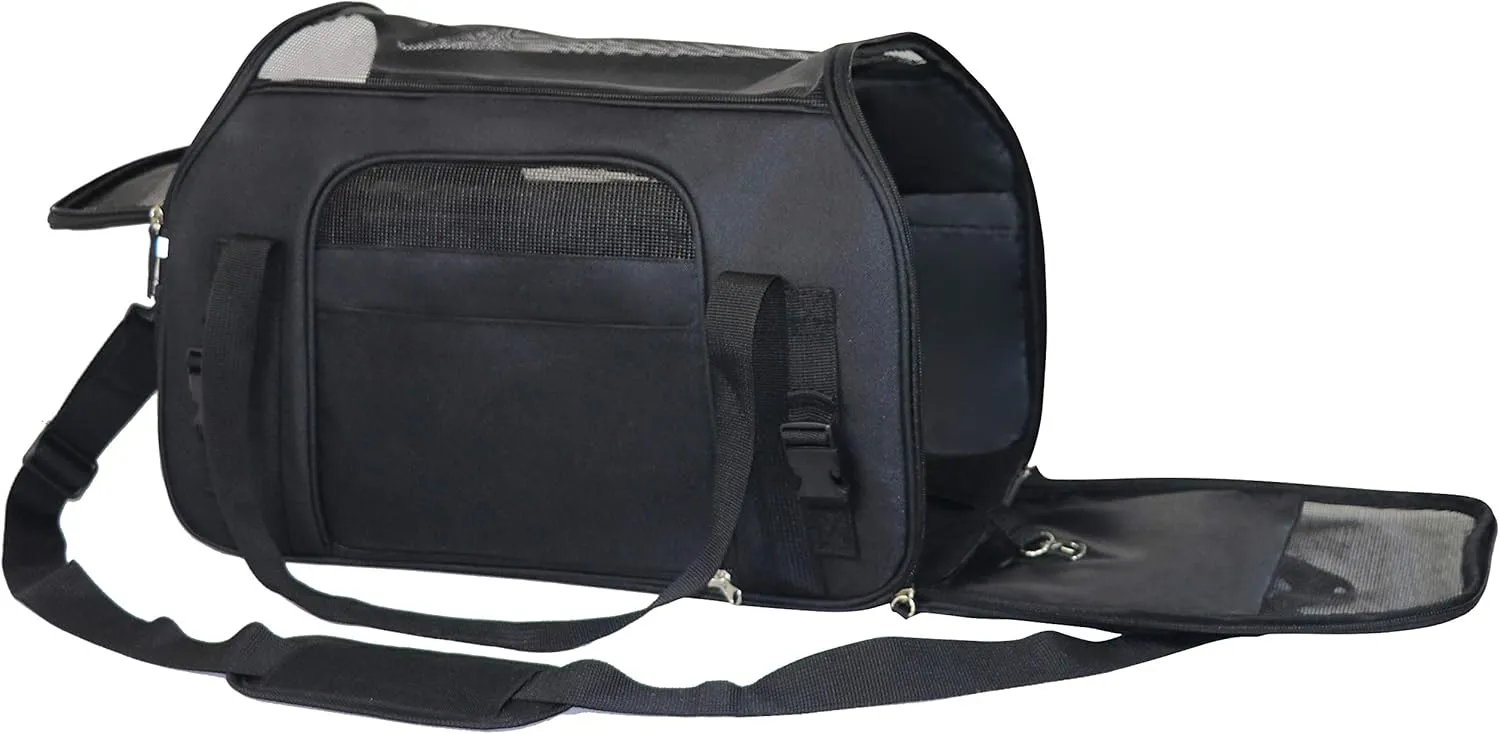 EliteField Soft Sided Pet Carrier (3 Year Warranty, Airline Approved), Multiple Sizes and Colors Available (Large: 19" L x 10" W x 13" H, Black)