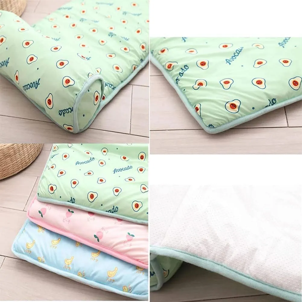 FETNHU Ice Silk Cooling Mat for Dogs & Cats, 2023 New Cats/Dogs Cooling Bed with Pillow, Cute Cooling Cat Dog Bed for Summer, Pet Cooling Mats for Dogs Cats Portable & Washable (A,M:60 * 40cm)