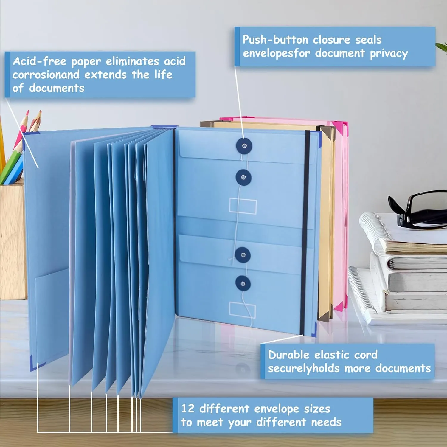 Folio Document Organizer, Folio Folders with Pockets, Family Important Document Organizer Binder, Life Binder Organizer Kit for Documents