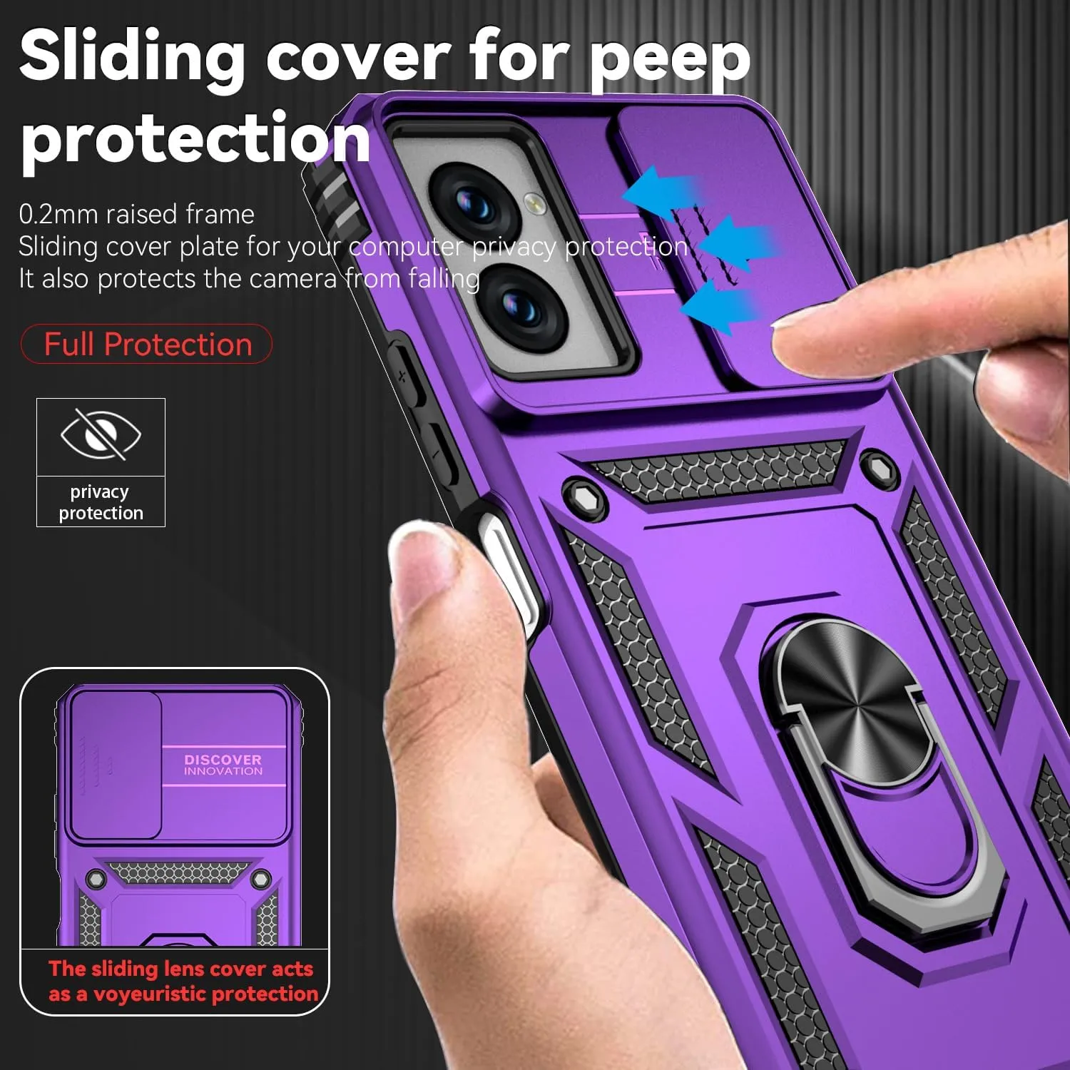 for Moto G Power 5G 2024 Case,with Screen Protectors and Camera Cover,[Military Grade] 16ft.Drop Tested Cover with Magnetic Kickstand Protective Case for Motorola G Power 5G 2024, Purple