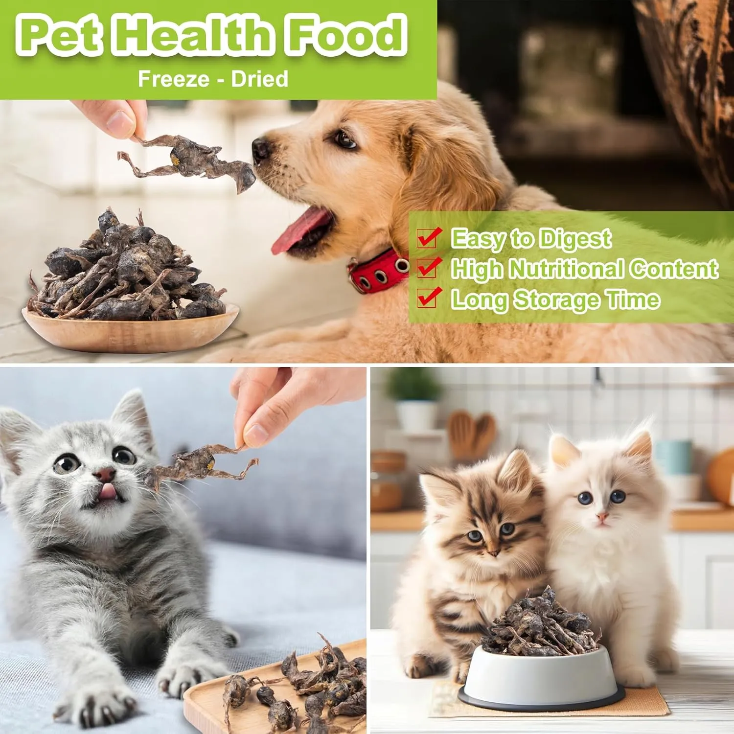 Freeze Dried Cats Treats - Little Quail Natural Dog Treats Delicious Snacks Training Pet Food Healthy Easy Digestion (3 OZ)