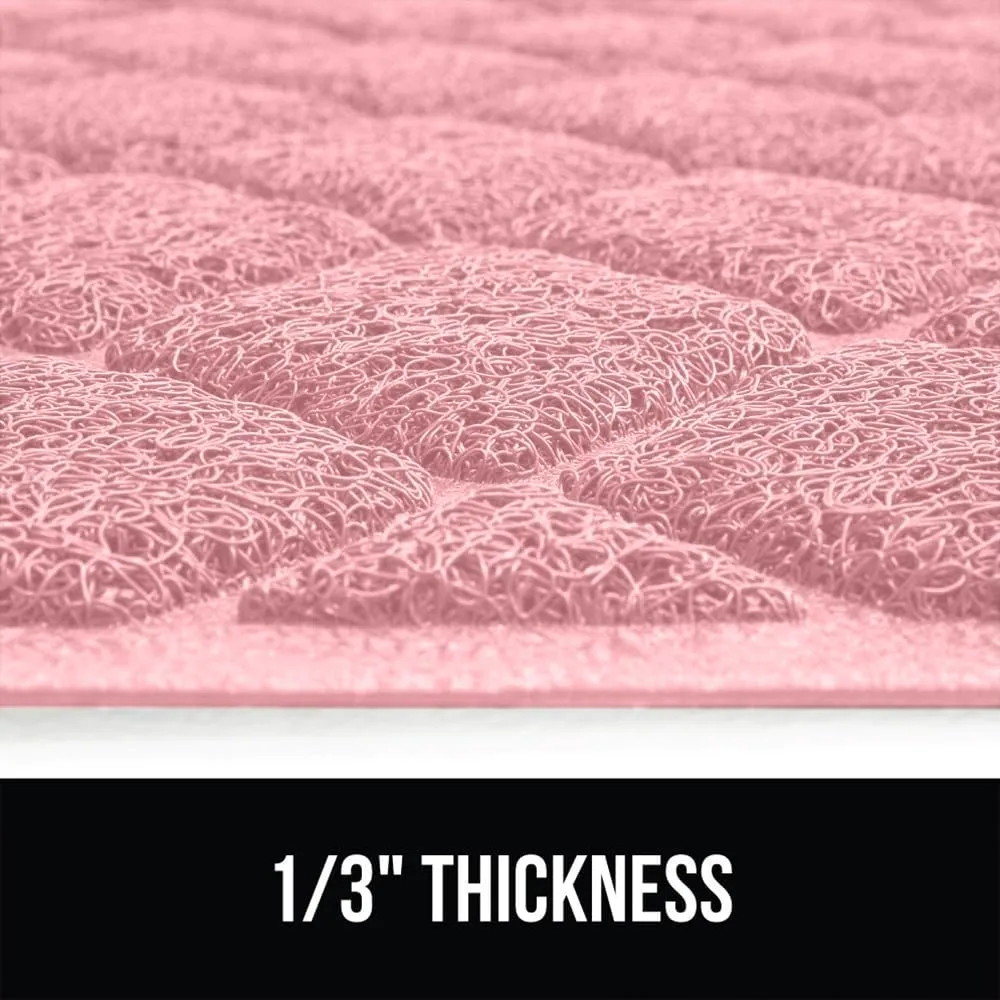 GORILLA GRIP Cat Litter Box Mat, Water Resistant Kitty Litter Trapping Mat, Textured Backing, Easy to Clean, Less Waste and Clean Floors, Kitten Supplies for Indoor Cats, Soft on Paws, 17x11 Lt Pink