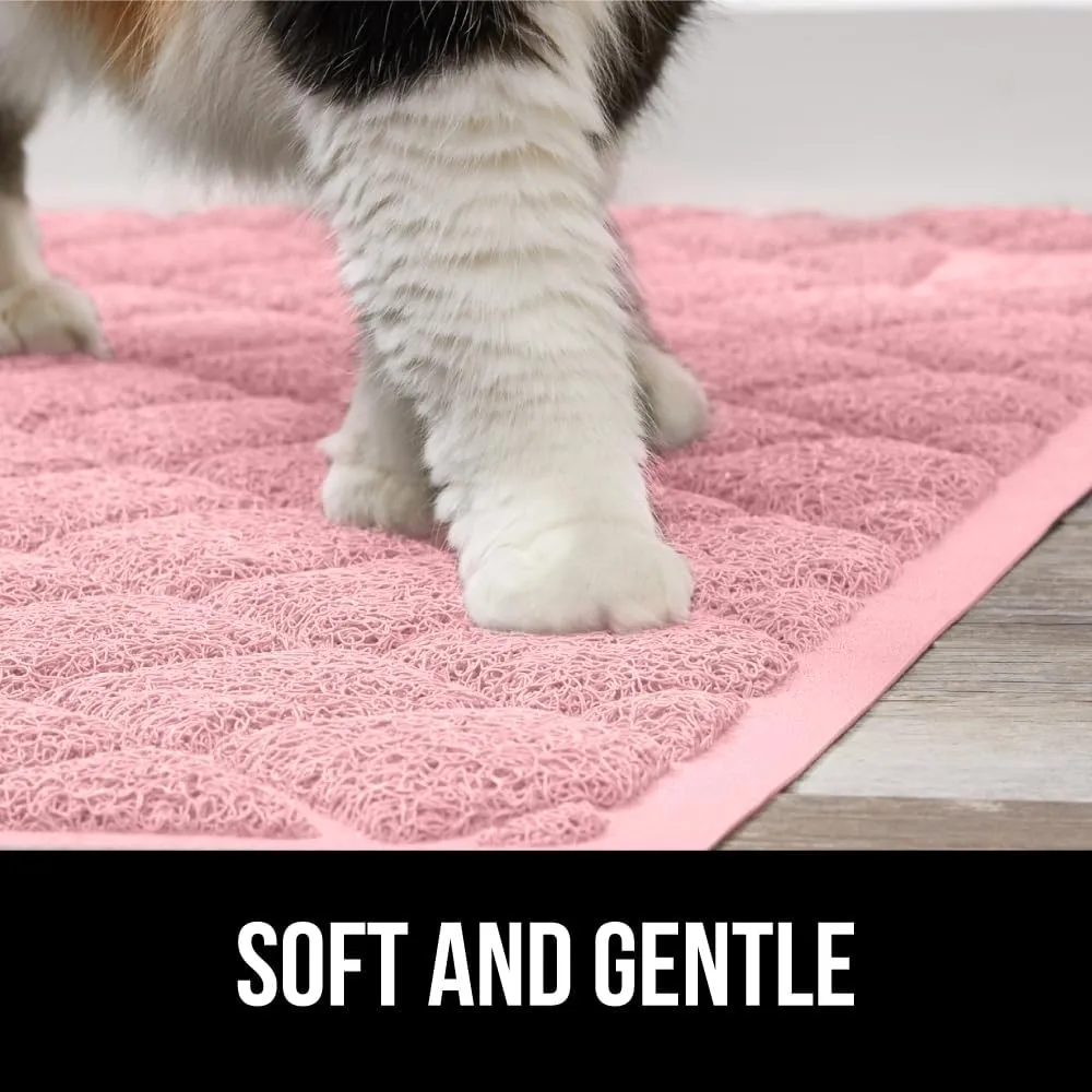 GORILLA GRIP Cat Litter Box Mat, Water Resistant Kitty Litter Trapping Mat, Textured Backing, Easy to Clean, Less Waste and Clean Floors, Kitten Supplies for Indoor Cats, Soft on Paws, 17x11 Lt Pink