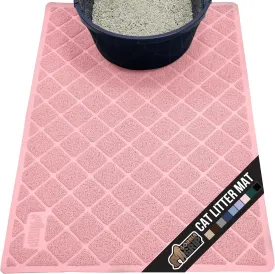 GORILLA GRIP Cat Litter Box Mat, Water Resistant Kitty Litter Trapping Mat, Textured Backing, Easy to Clean, Less Waste and Clean Floors, Kitten Supplies for Indoor Cats, Soft on Paws, 17x11 Lt Pink