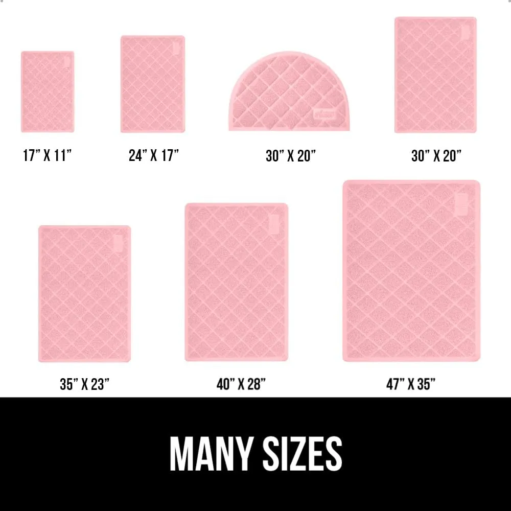 GORILLA GRIP Cat Litter Box Mat, Water Resistant Kitty Litter Trapping Mat, Textured Backing, Easy to Clean, Less Waste and Clean Floors, Kitten Supplies for Indoor Cats, Soft on Paws, 17x11 Lt Pink