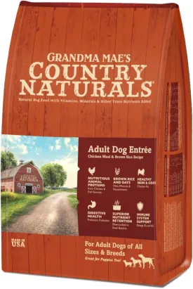 Grandma Maes Country Naturals Dry Dog Food, Adult Sensitive Stomach Formula, Chicken & Brown Rice, Slow Cooked & Nutrient Dense, Made in USA, 24 LB Bag