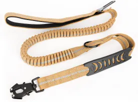 Heavy Duty Bungee Dog Leash, 3.74ft Elastic Shock Absorbing Dog Leash with Carabiner Clip and Padded Handle Reflective No Pull with Car Seatbelt for Various Walking (Khaki)
