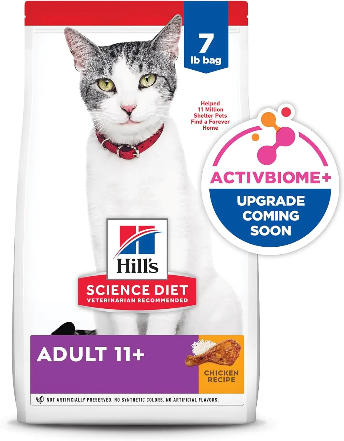 Hill's Science Diet Adult 11 , Senior Adult 11  Premium Nutrition, Dry Cat Food, Chicken Recipe, 7 lb Bag