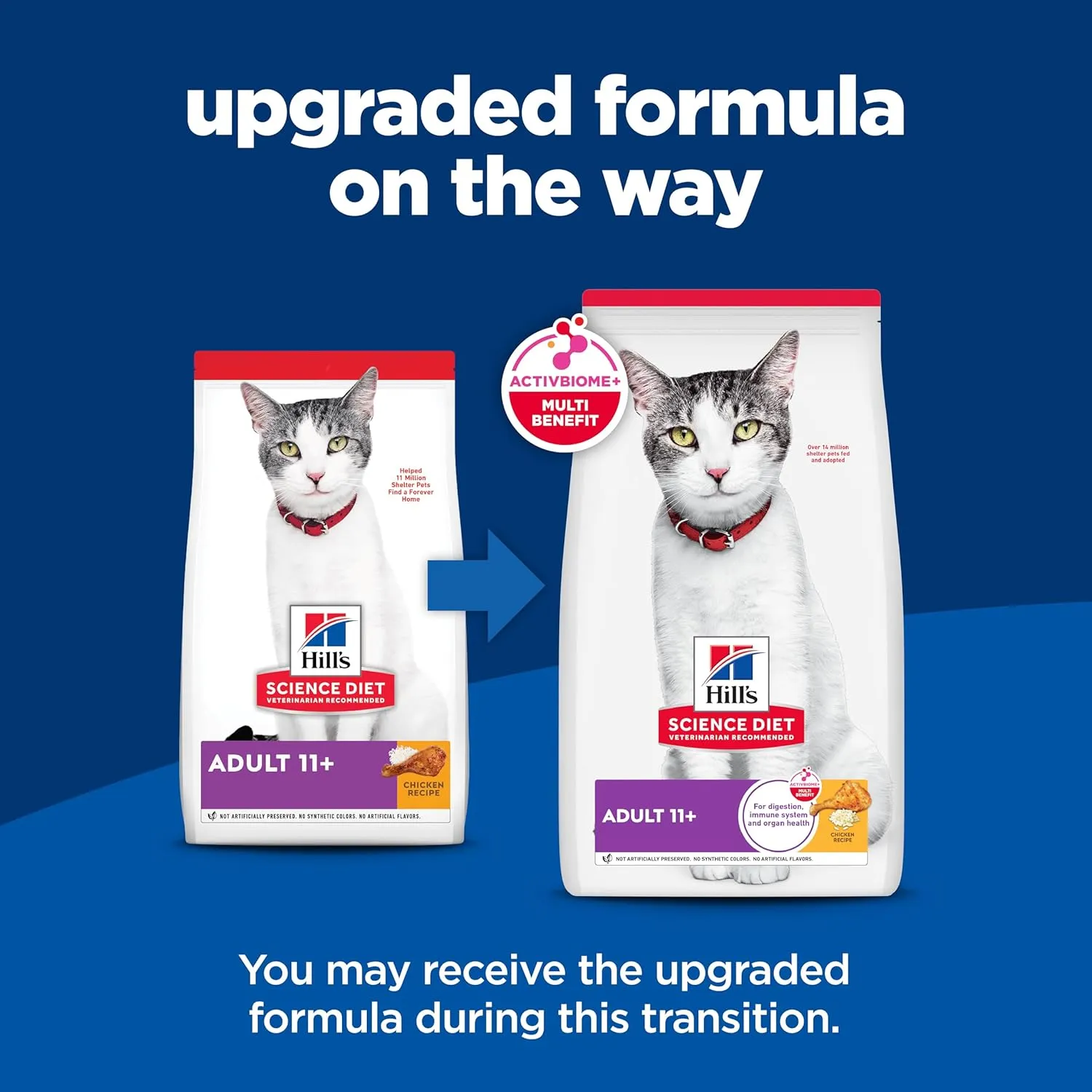 Hill's Science Diet Adult 11 , Senior Adult 11  Premium Nutrition, Dry Cat Food, Chicken Recipe, 7 lb Bag