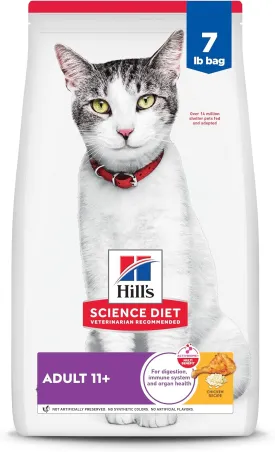 Hill's Science Diet Adult 11 , Senior Adult 11  Premium Nutrition, Dry Cat Food, Chicken Recipe, 7 lb Bag