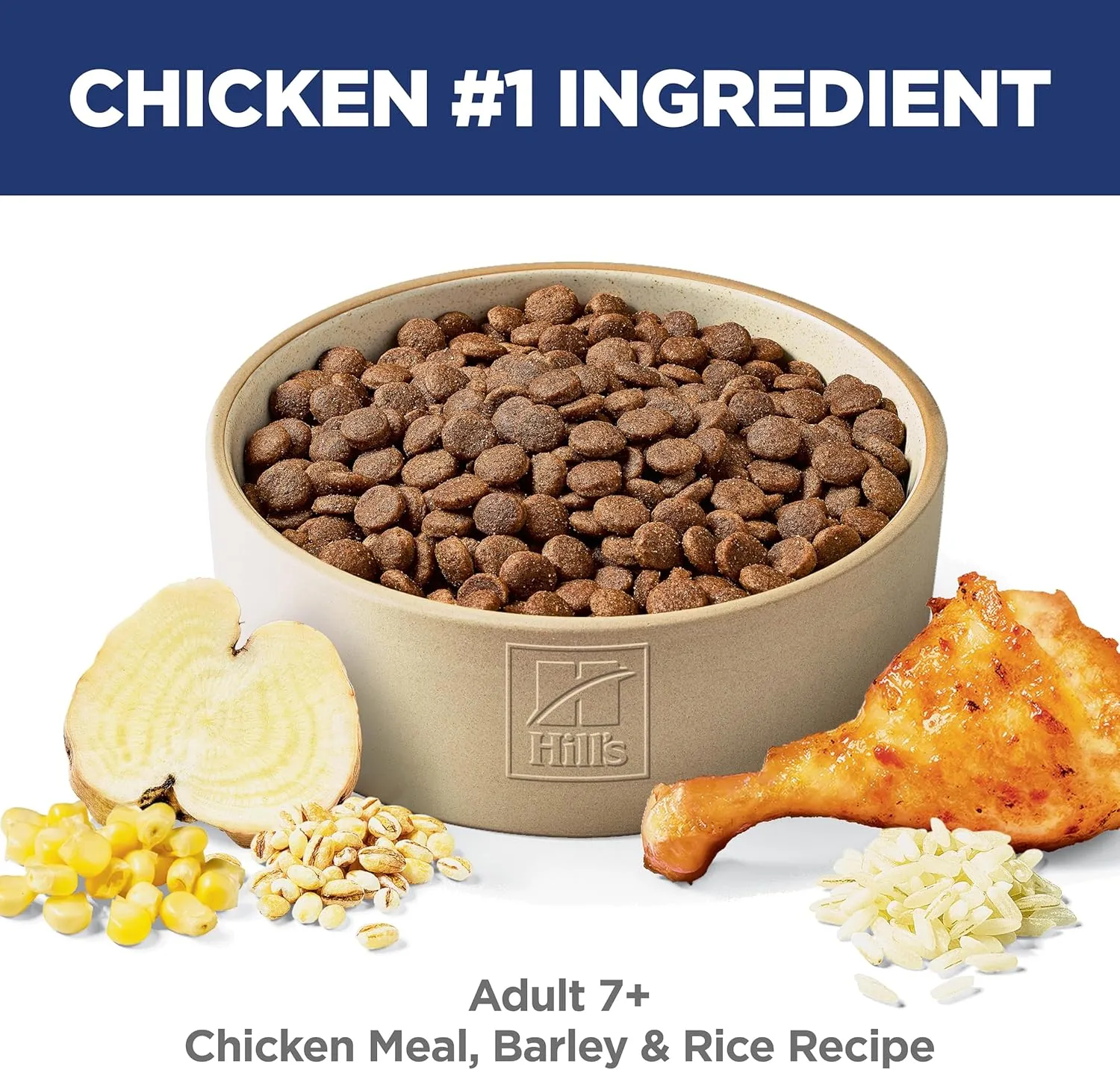 Hill's Science Diet Adult 7 , Senior Adult 7  Premium Nutrition, Dry Dog Food, Chicken, Brown Rice, & Barley, 15 lb Bag