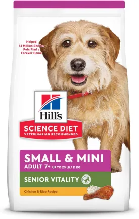 Hill's Science Diet Adult 7  Senior Vitality Small & Mini Chicken & Rice Recipe Dry Dog Food 3.5 lbs.