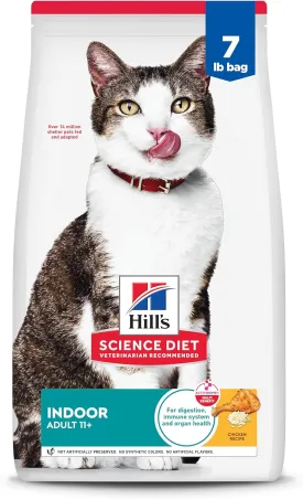 Hill's Science Diet Indoor, Senior Adult 11 , Easy Litter Box Cleanup, Dry Cat Food, Chicken Recipe, 7 lb Bag