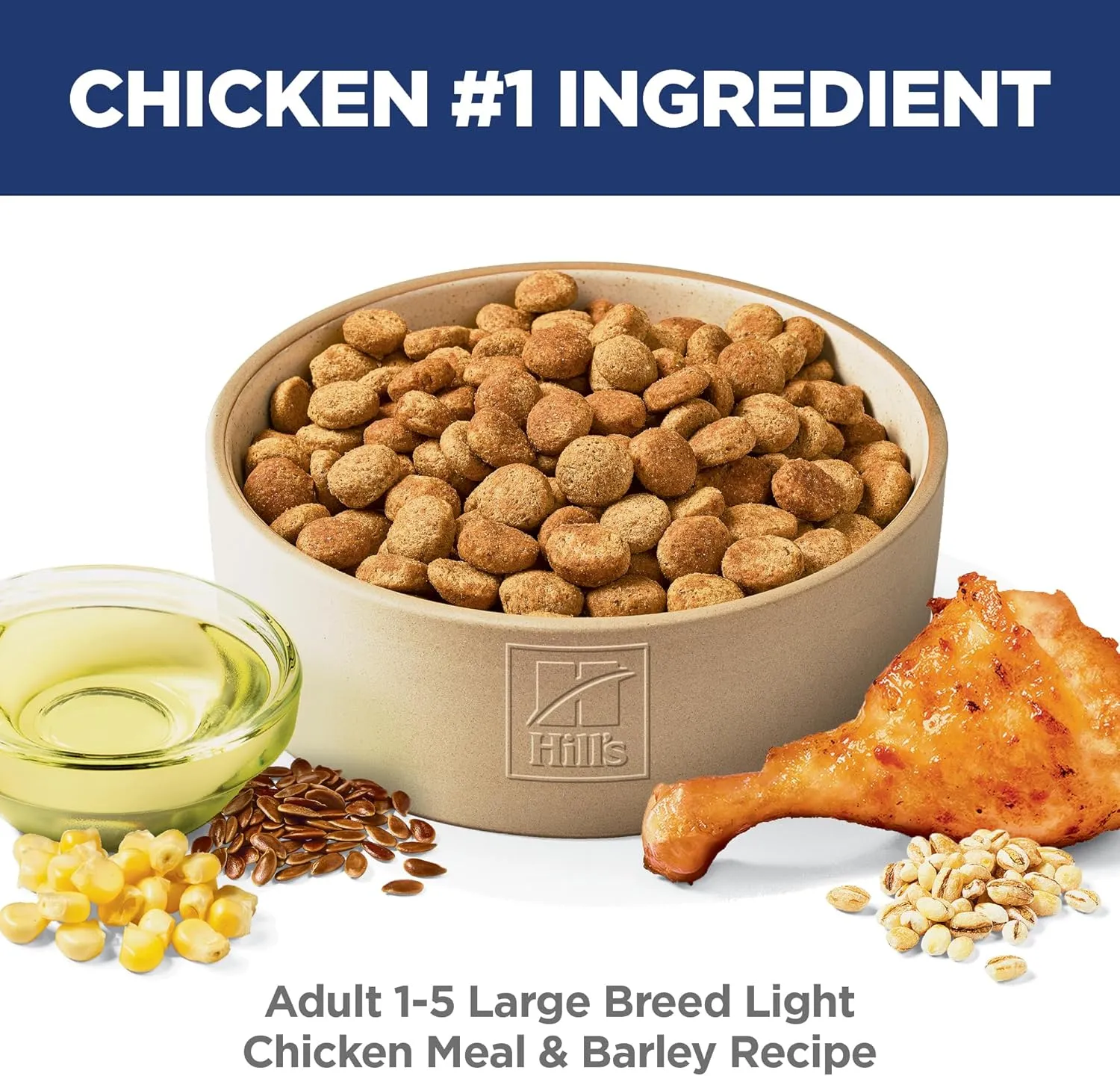 Hill's Science Diet Light, Adult 1-5, Large Breed Weight Management Support, Dry Dog Food, Chicken & Barley, 30 lb Bag