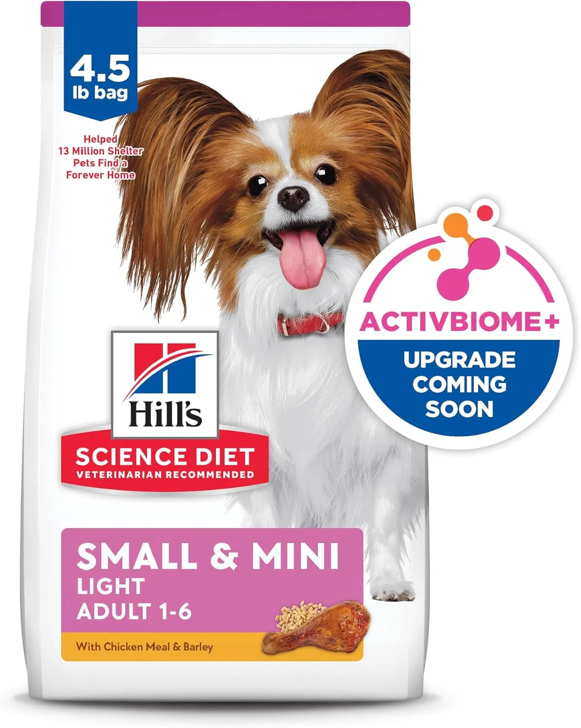 Hill's Science Diet Light , Adult 1-6, Small & Mini Breeds Weight Management Support, Dry Dog Food, Chicken & Barley, 4.5 lb Bag