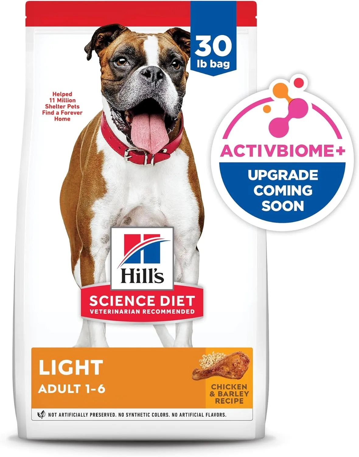 Hill's Science Diet Light , Adult 1-6, Weight Management Support, Dry Dog Food, Chicken & Barley, 30 lb Bag